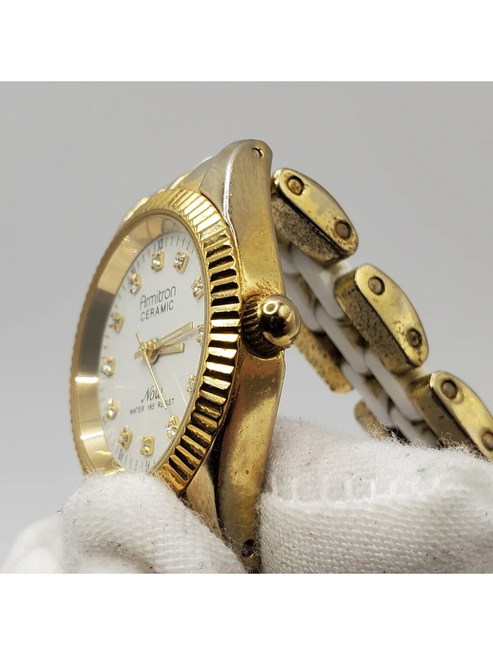 Armitron Now Ceramic Watch Women New Battery Gold-Tone 27mm